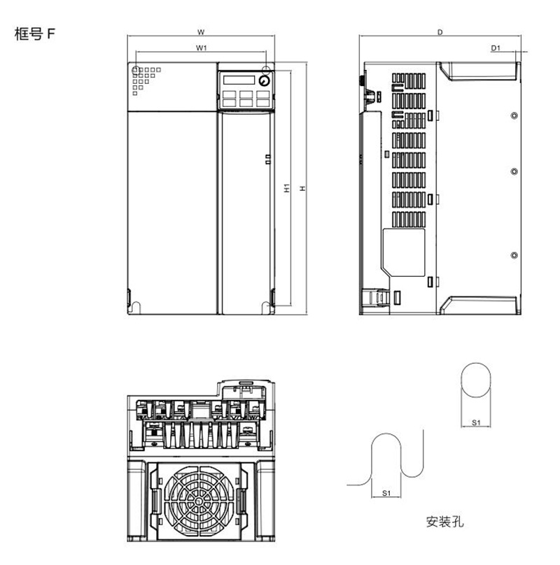 臺達(dá)變頻器 VFD38AMS43ANSAA 的安裝尺寸