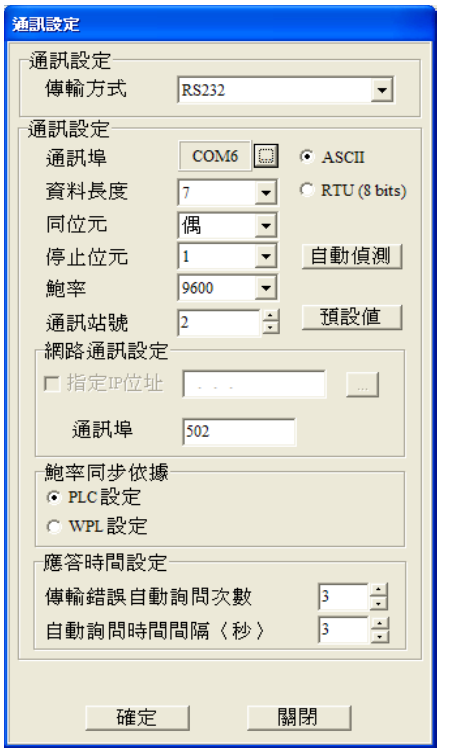 通信設(shè)置：依所需的通訊方式進(jìn)行設(shè)定。